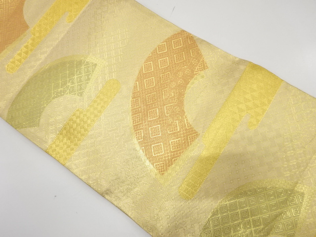 佐賀錦　地紙にヱ霞・古典柄織り出し　袋帯